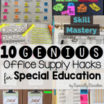 Colorful images of organizing hacks in Especially Education's special education classroom