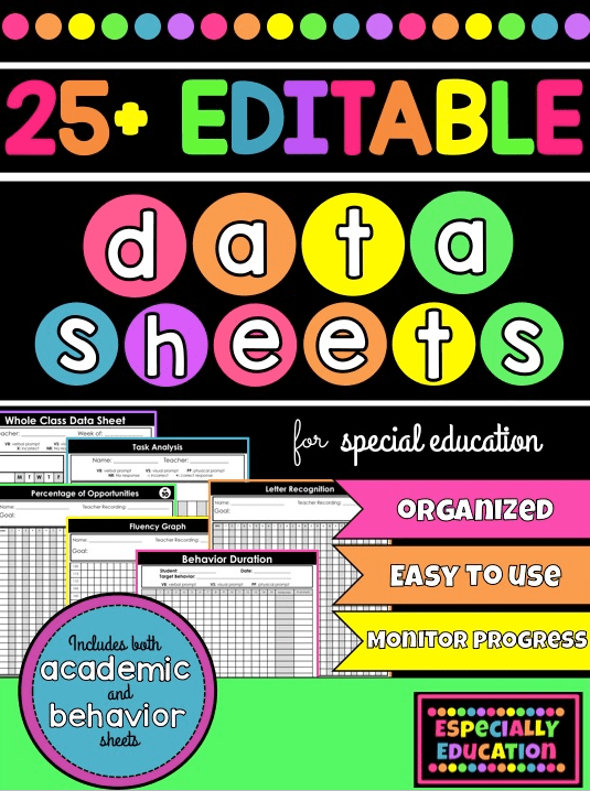 25 Editable Data Sheets