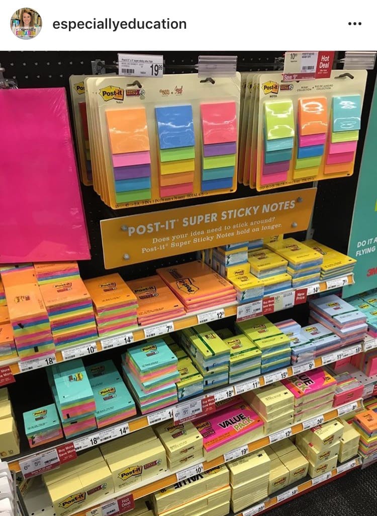 A store's display of colorful PostIt Notes