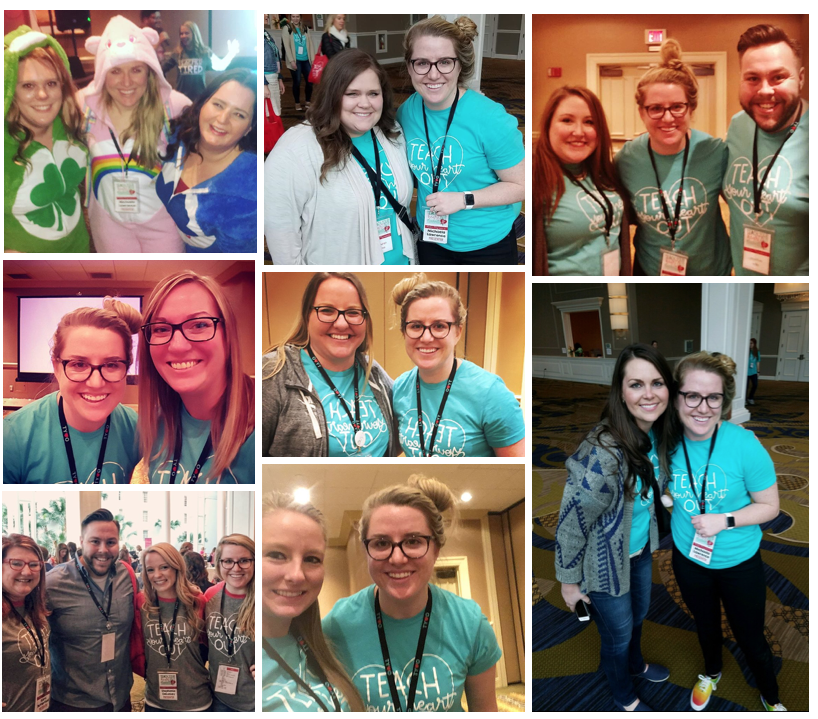 A collage of photos of the author with several of her new archer friends met at a teacher conference.