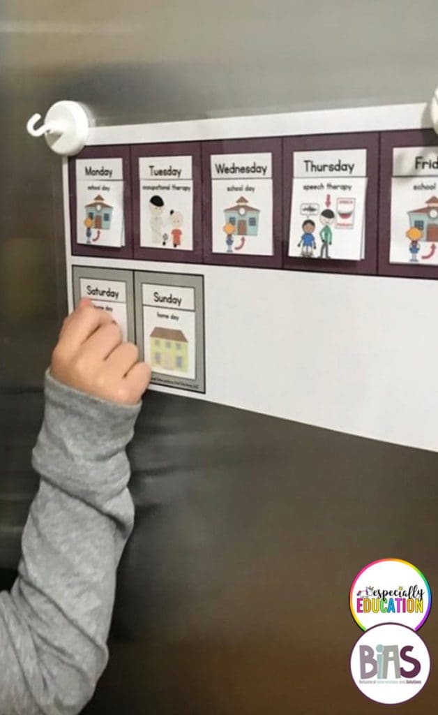 Child using magnetic visual chart