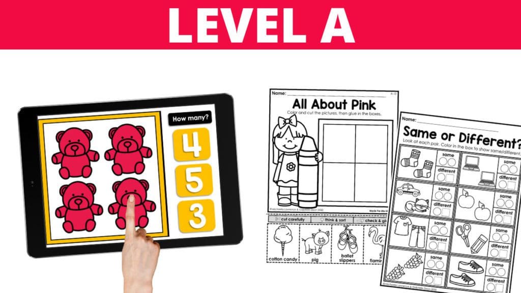 Made For Me Literacy Level A digital and downloadable curriculum and worksheets for pre k and special education.