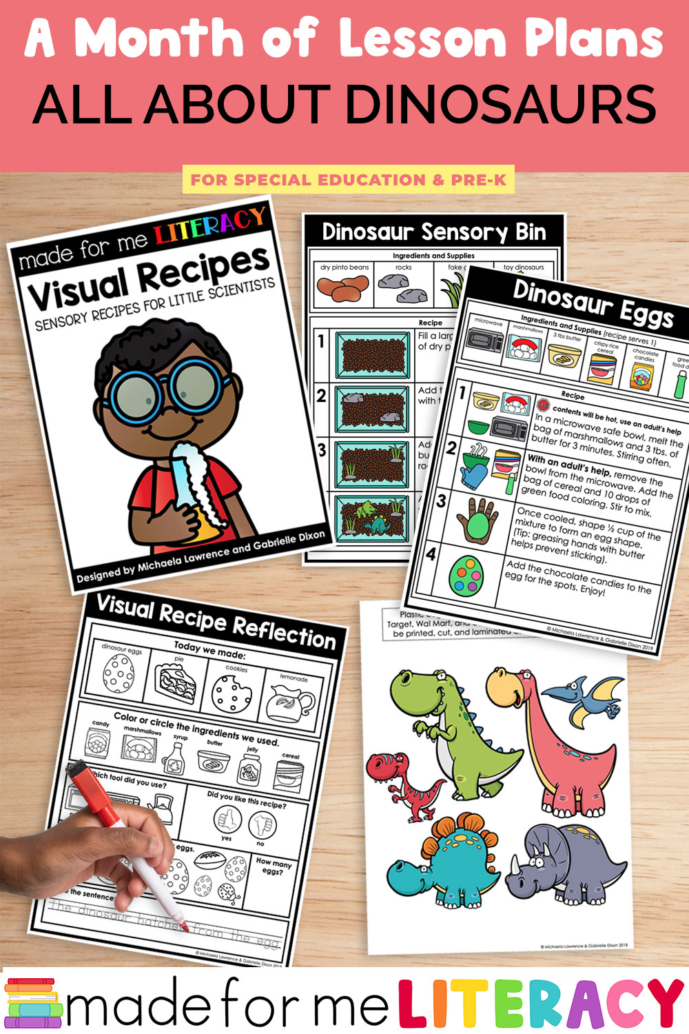 A group of material inside the made for me literacy all about dinosaurs download.