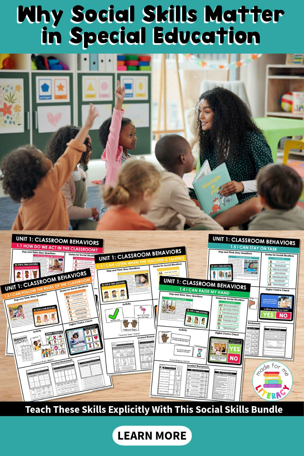 Teacher and students practicing social skills